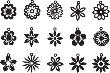 Floral Charm Pendants Set laser-cut design bundle