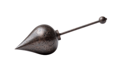 Medieval plumb bob: A historical artifact, a metal plumb bob, signifying precision and alignment, offering a glimpse into the past with its simple elegance and utilitarian design.