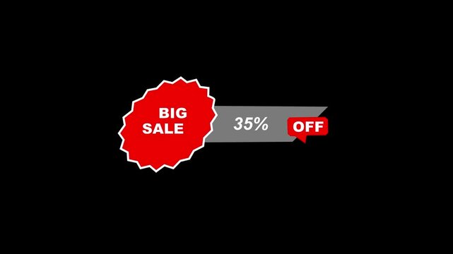 35% Animation of Discount Label Isolated On black Color Background. big deal, hot deal, mega sale, black friday event HD Video.4K footage video discount template big sale. Digital technology big sale.