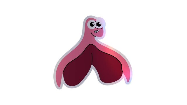 Cartoon Clitoris Anatomy with Face in Feminism Empowerment Style. Alpha channel transparency