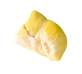 Yellow pulp of ripe durian fruit in stack without peel isolated  with clipping path in png file format