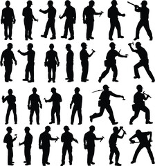 silhouette illustration of various construction workers