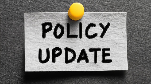 Policy update pinned on board for announcement notice related to government rules and mobile alert communication