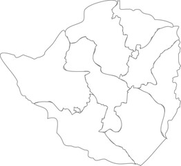 Zimbabwe Outline Map with Provincial Borders