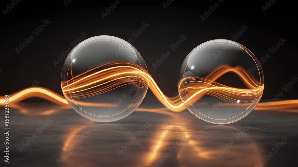 Poster sleek and transparent chat bubbles linked by pulsing energy waves design concept