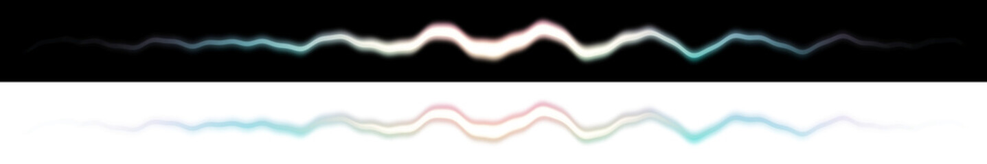 Multicolor wavy light beam with black and transparent background
