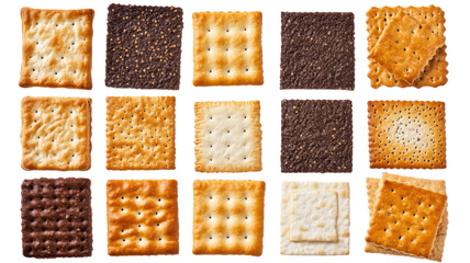 Title: Colorful Variety of Crackers Isolated on White Background for Festive Celebrations and Design Use