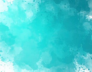 Fototapeta premium Abstract turquoise and teal watercolor splash background with paint splatters
