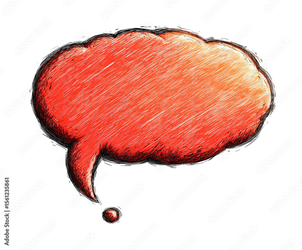Poster transparent chat bubble, a vibrant red speech bubble with a textured finish, symbolizing communicati