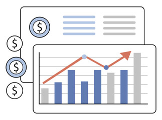 Flat Vector Chart Showing Return on Investment With Dollar Signs and Line Graph Rising Over Time, Featuring a Clean Financial Design for Business or Marketing Use