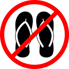 no flipflops sign in red circle or areas where use footwear are prohibited. sandals are prohibited. no flipflops. footwear restriction. footwear prohibited