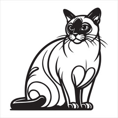 Obraz premium Burmese Cat Outline Vector Illustration