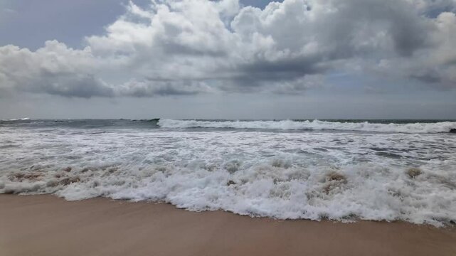 Indian Ocean tide sea waves salty water spume Sri Lanka coastline Asia