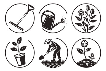 set of vector icons of plants