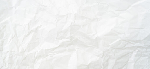 Top view and full frame of wrinkled or crumpled white paper texture used as crumpled white paper background texture in decorative art work