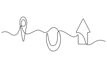 Clock, calendar, location marker, bell icon line continuous drawing vector. One line Web icons for notifications icon vector background. Work, time, geolocation sign icon. Continuous outline of a Busi