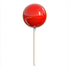 Single red lollipop on white background