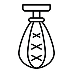 Boxing punch bag icon Black and white outline flat sign vector