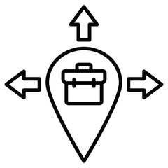 Business expansion icon Black and white outline flat sign vector