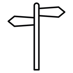 crossroads sign icon Black and white outline flat sign vector