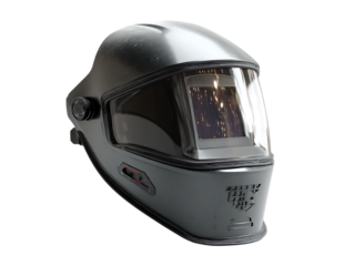Protective Welding Helmet on Bright Display Surface
