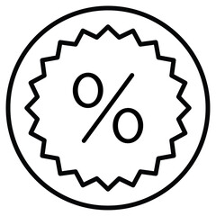 Discount on Sale icon Black and white outline flat sign vector