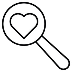 Find Love icon Black and white outline flat sign vector