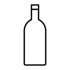 Glass bottle icon Black and white outline flat sign vector