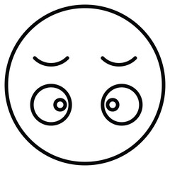 Guilty face emoji icon Black and white outline flat sign vector