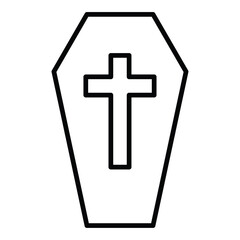 Obraz premium Halloween coffin icon Black and white outline flat sign vector