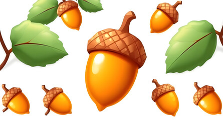 Acorn, Acorn icon, Acorn vector, Autumn acorn, Oak acorn, Acorn illustration, Acorn clipart, Acorn drawing, Brown acorn, Cute acorn, Cartoon acorn, Realistic acorn, Acorn with leaf, Acorn and oak leaf © zpixel