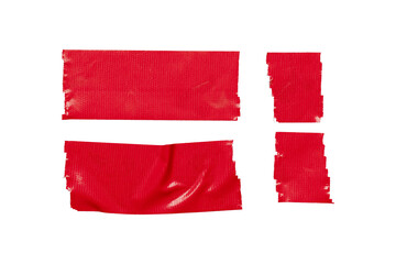 set of red torn wrinkled tape isolated transparent png background,Design template or mockup.design...