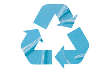 Light blue recycle symbol paper isolated on transparent background
