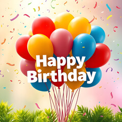 happy birthday card with balloons