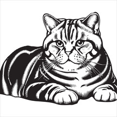 Obraz premium American Shorthair Cat Outline Vector Art