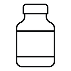 injection vial icon Black and white outline flat sign vector