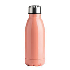 Stylish coral water bottle on white background front view for eco-friendly living