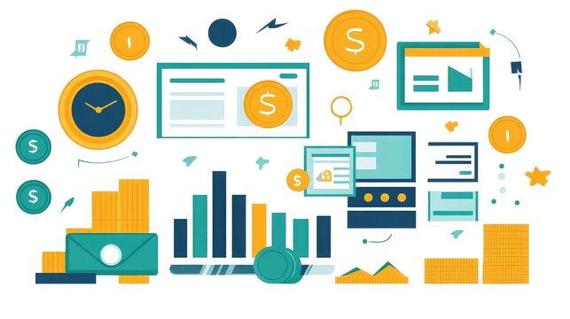 Budgeting and expense management infographics showing income tracking expense categories saving strategies financial goals visualization for better money control