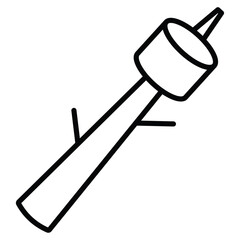 Marshmallow stick icon Black and white outline flat sign vector