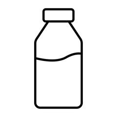 Milk Bottle icon Black and white outline flat sign vector