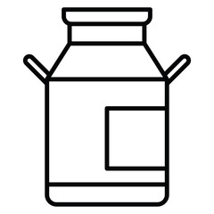 Milk can container icon Black and white outline flat sign vector