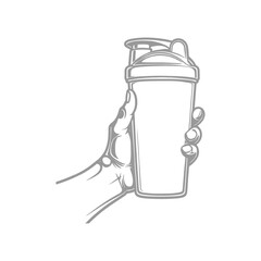 Hand Holding a Protein Shaker Bottle Design Illustration
