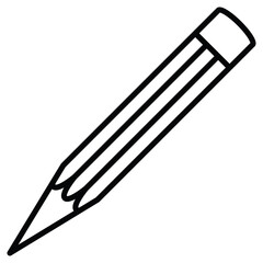 Pencil icon Black and white outline flat sign vector