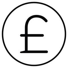 Pound icon Black and white outline flat sign vector