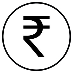 rupee currency icon Black and white outline flat sign vector