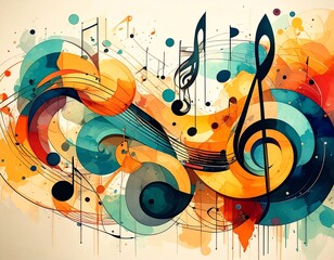 Abstract Music Notes and Symbols Background