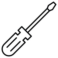 Screwdriver icon Black and white outline flat sign vector
