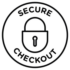 secure checkout icon Black and white outline flat sign vector