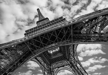 Black and White photo of The Eiffel Tower a famous iron sculpture symbol of Paris