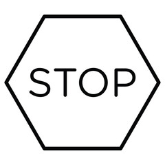 Stop Sign Icon Black and white outline flat sign vector